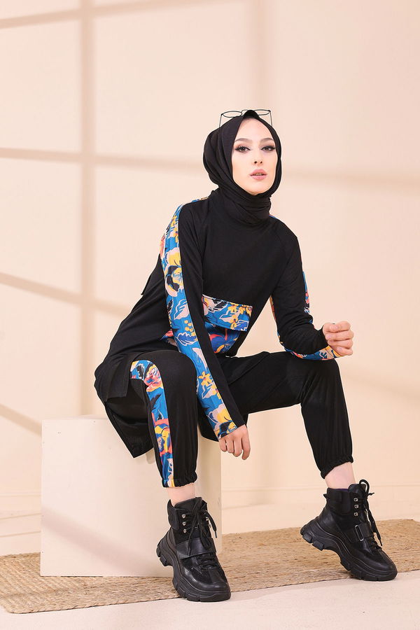 9118 BLUZ PANTOLON Mavi - 9118 MAVİ