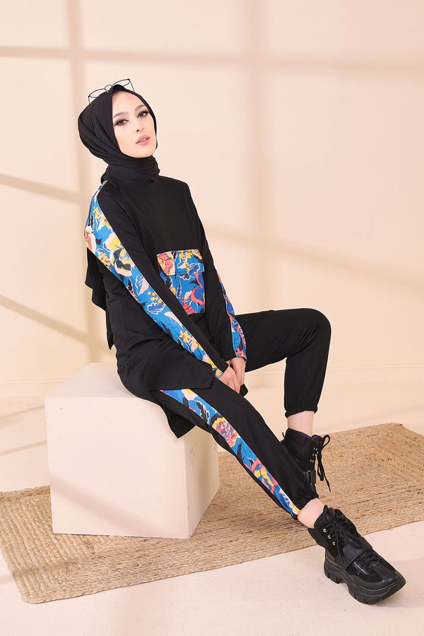 9118 BLUZ PANTOLON Mavi - 9118 MAVİ