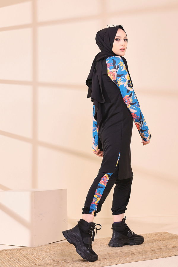 9118 BLUZ PANTOLON Mavi - 9118 MAVİ