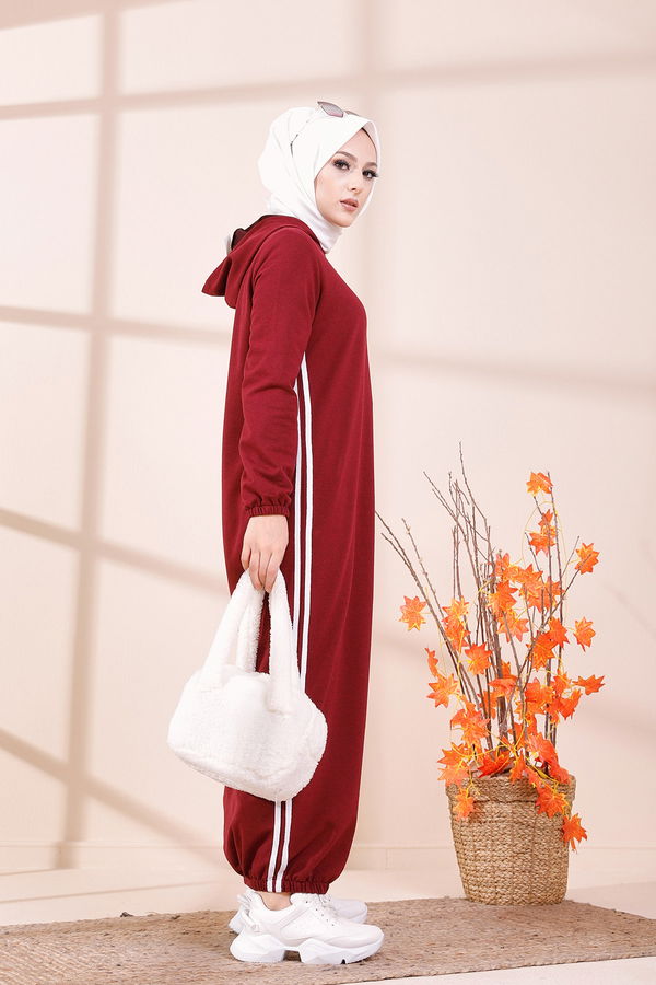 KAPSONLU ELBISE Bordo - 5257 BORDO