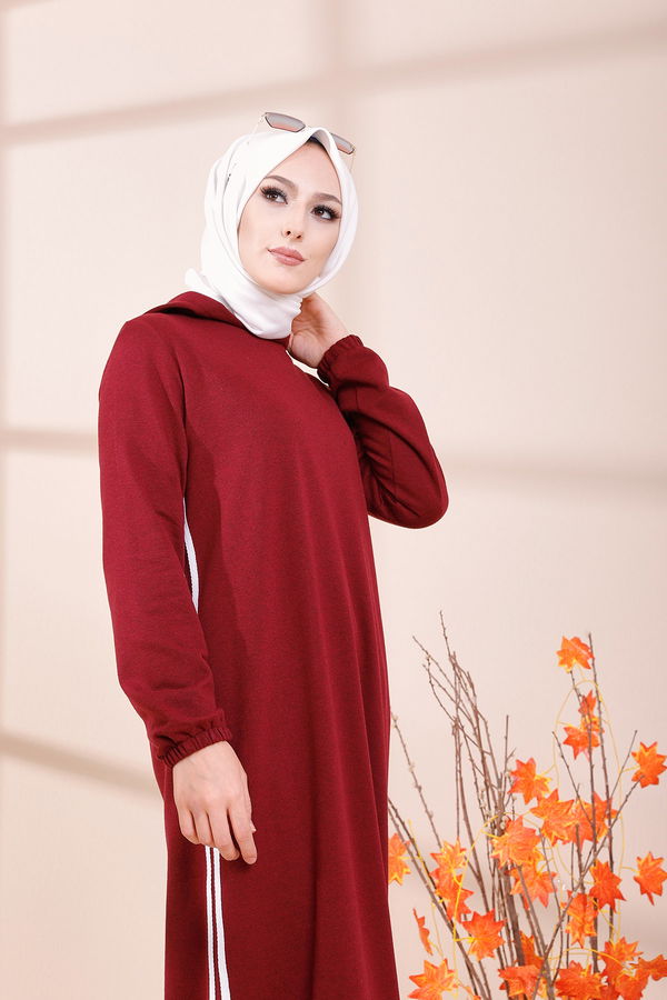 KAPSONLU ELBISE Bordo - 5257 BORDO