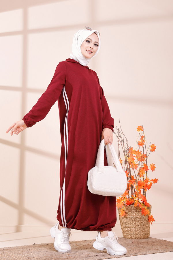 KAPSONLU ELBISE Bordo - 5257 BORDO