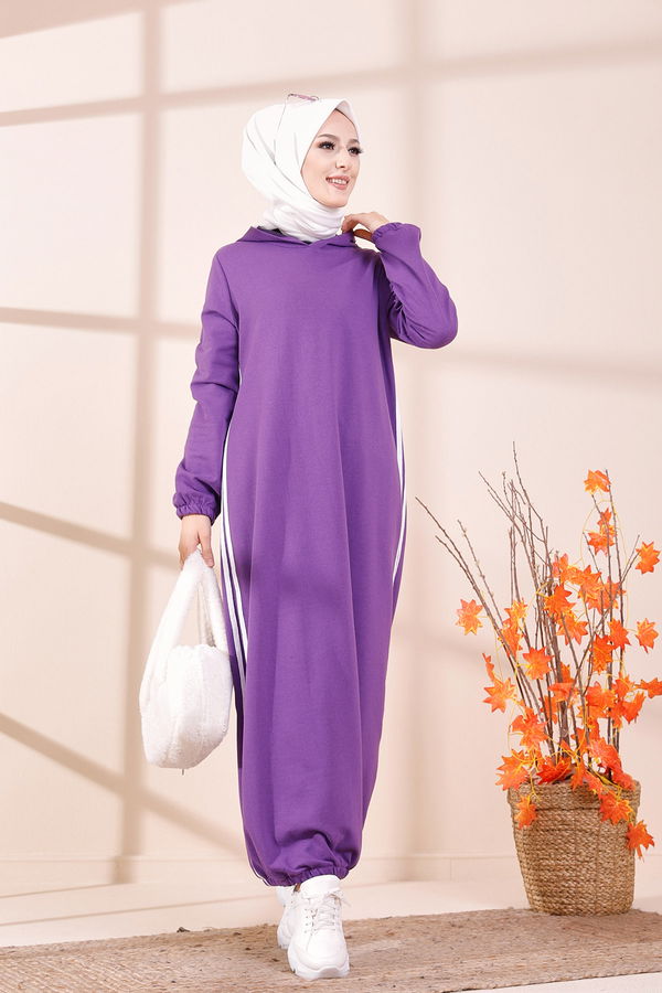 KAPSONLU ELBISE Mor - 5257 MOR