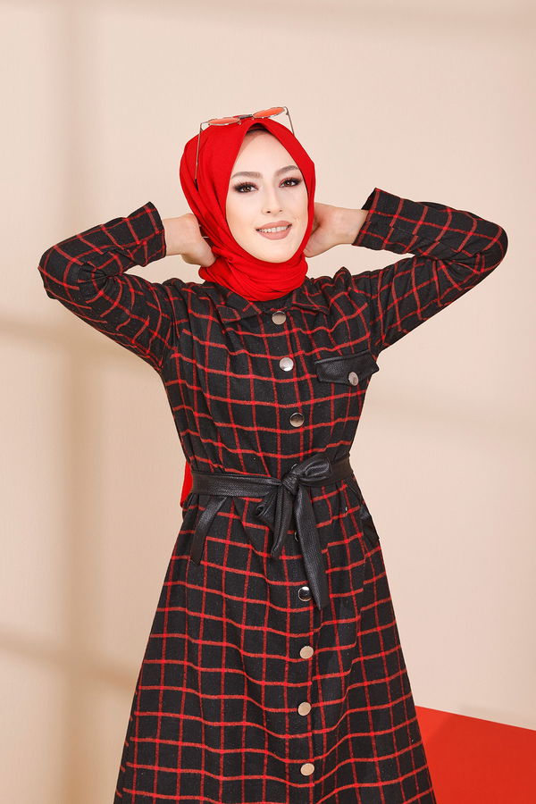 3338 TUNIK - Yeşil - 46 Kırmızı - 3338 Kırmızı