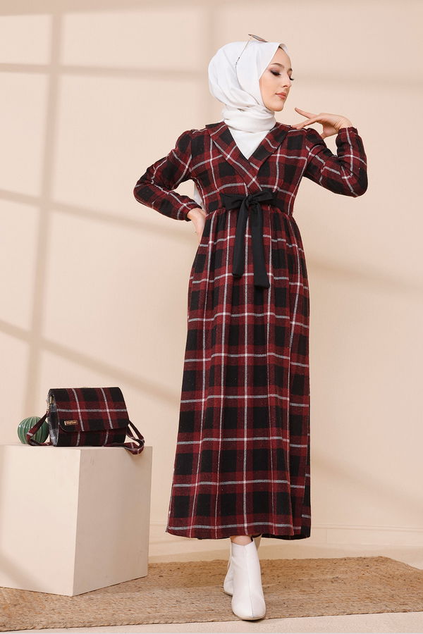 9094 ELBISE Bordo - 9094 BORDO