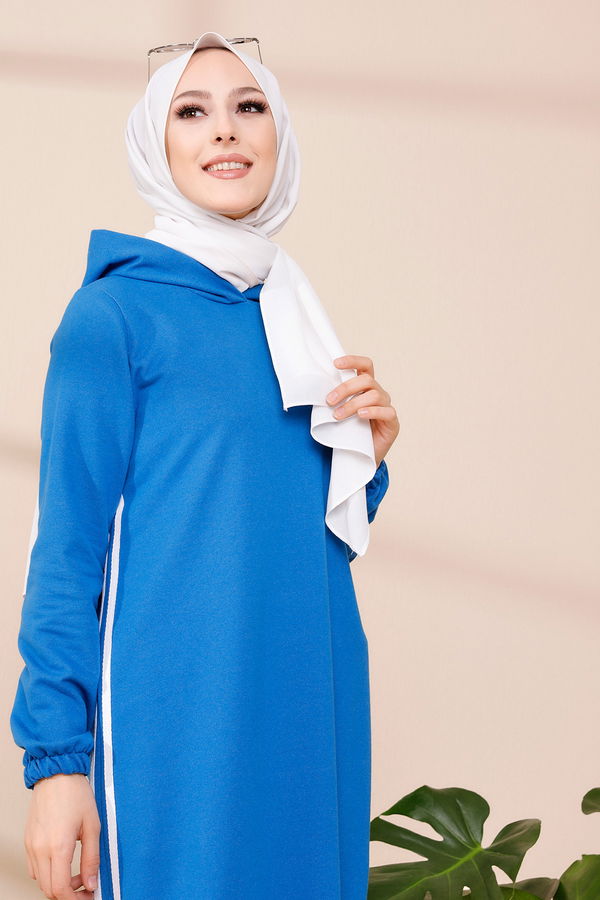 KAPSONLU ELBISE Mavi - 5257