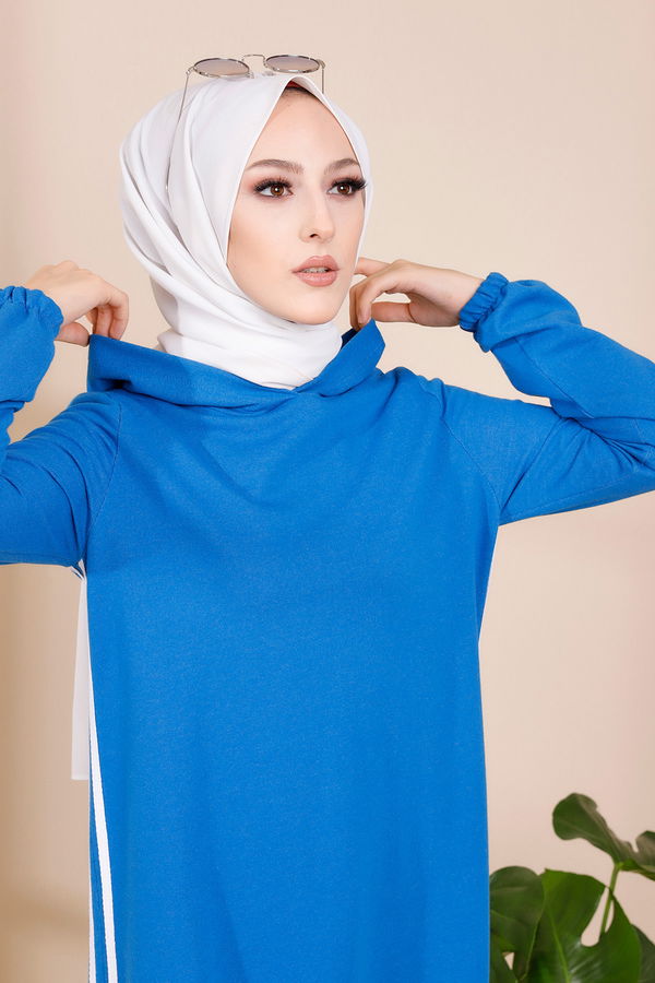 KAPSONLU ELBISE Mavi - 5257