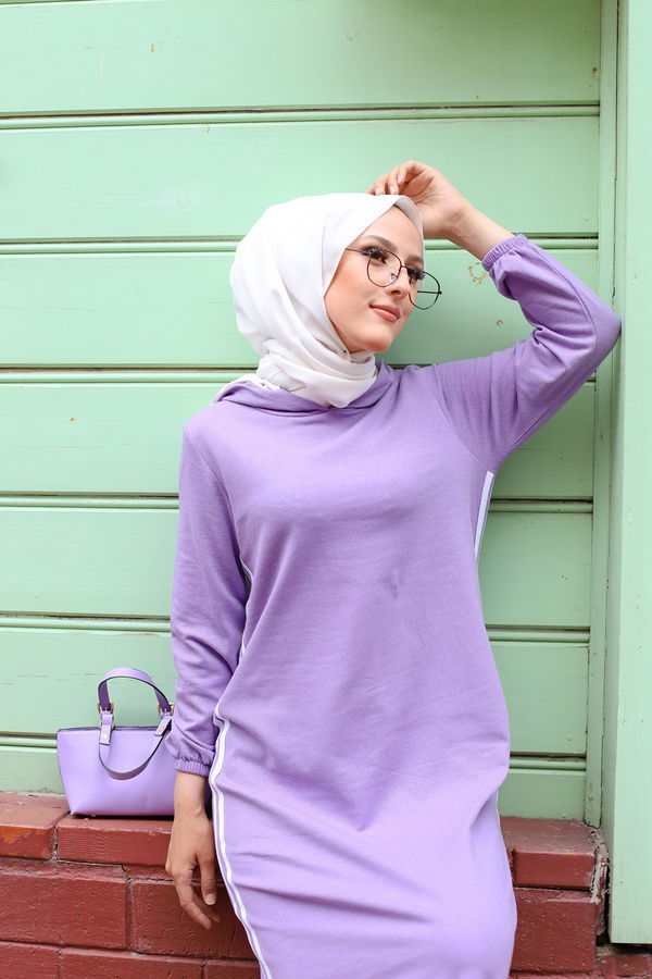 KAPSONLU ELBISE Lila - 5257 LİLA