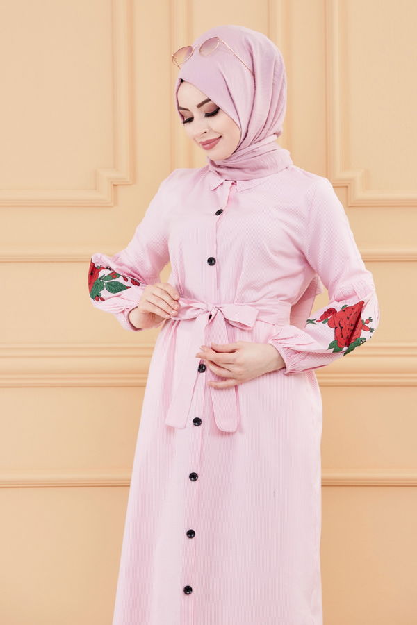 CIZGILI ELBISE Pembe - 9135