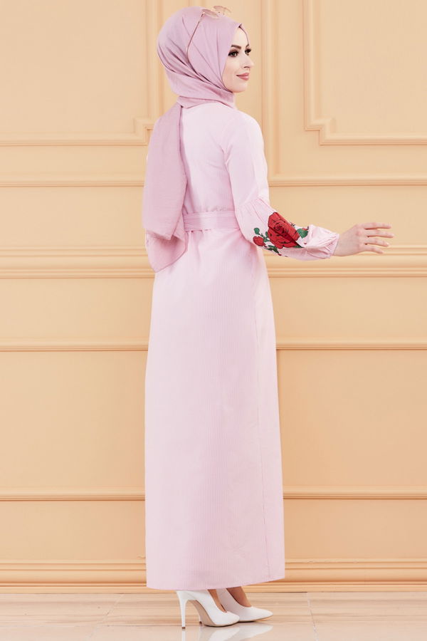 CIZGILI ELBISE Pembe - 9135