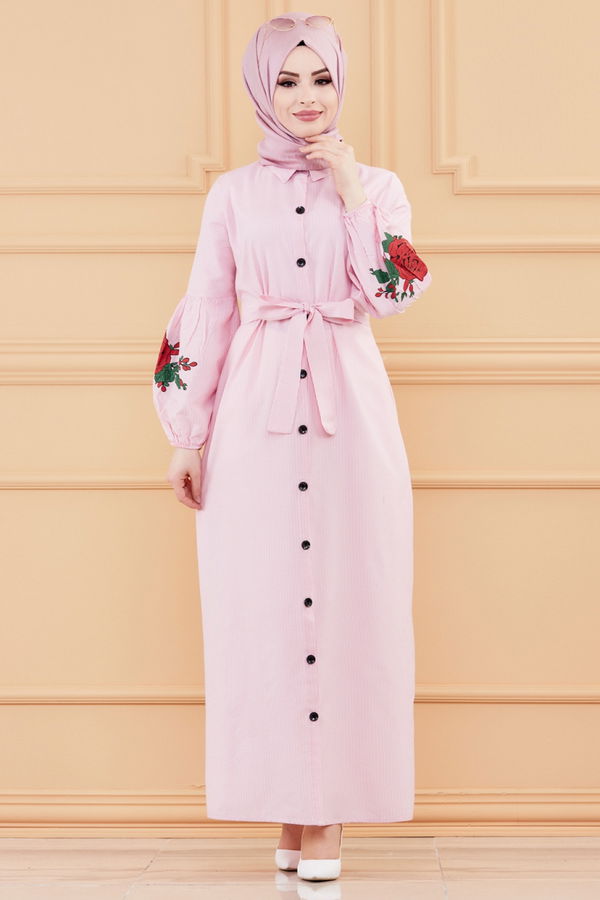 CIZGILI ELBISE Pembe - 9135