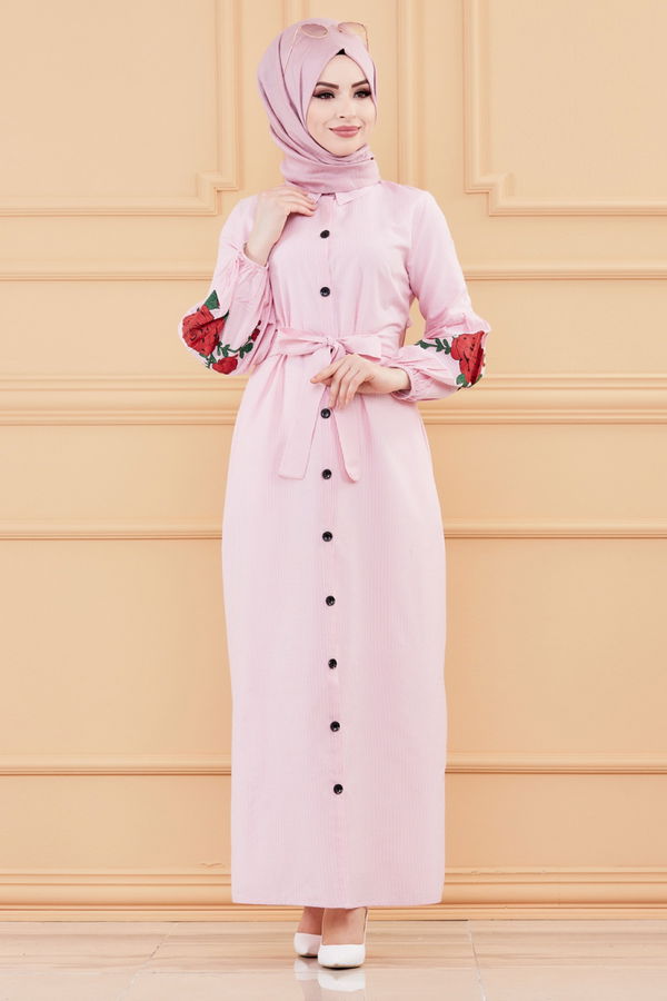 CIZGILI ELBISE Pembe - 9135