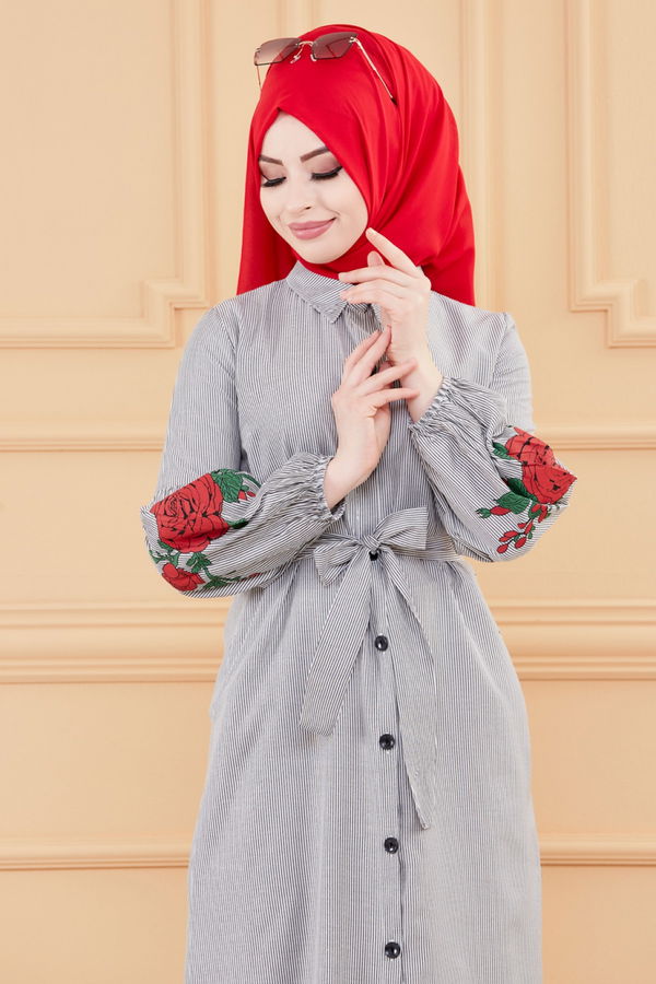CIZGILI ELBISE Siyah - 9135