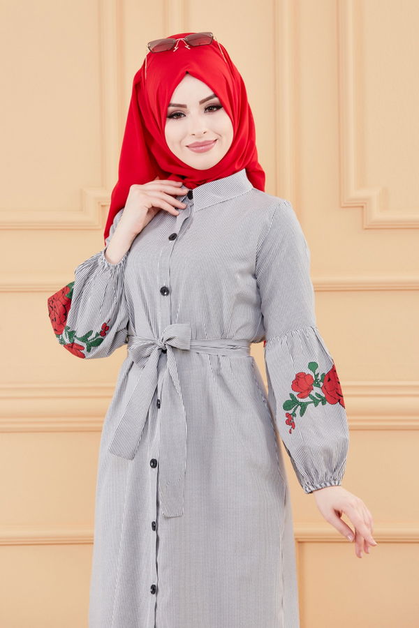 CIZGILI ELBISE Siyah - 9135