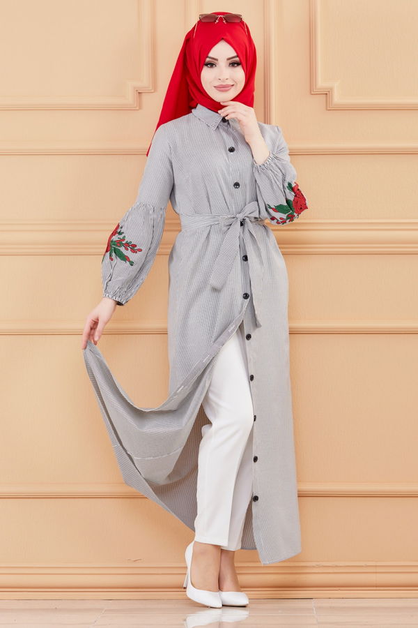 CIZGILI ELBISE Siyah - 9135