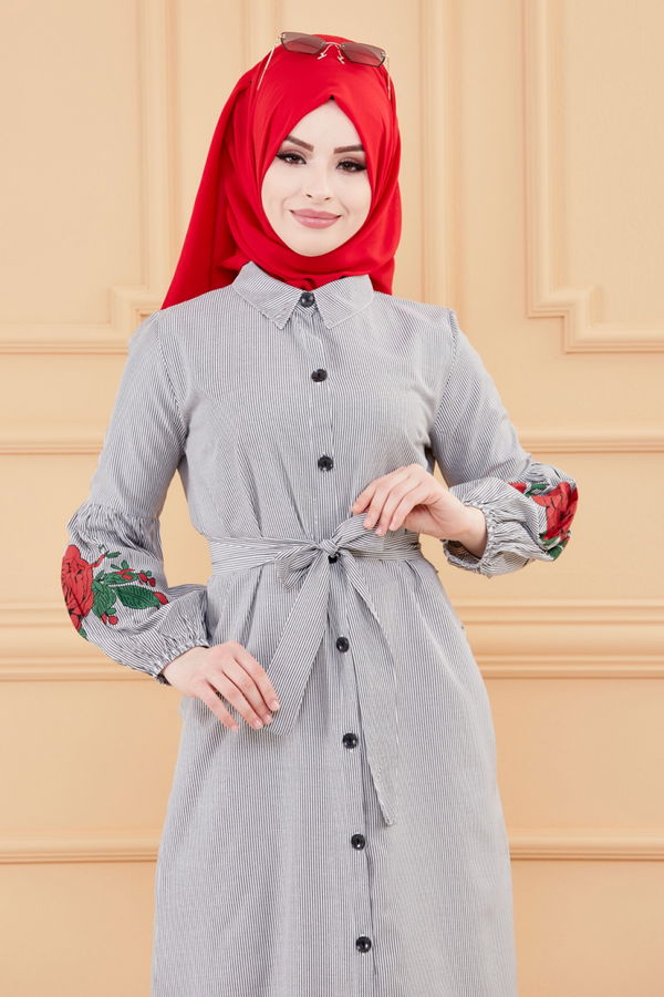 CIZGILI ELBISE Siyah - 9135