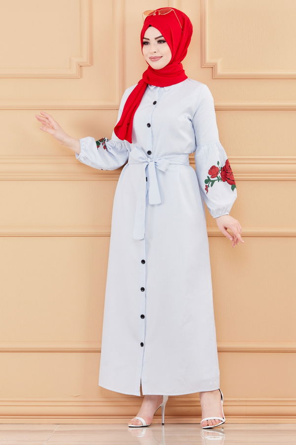 CIZGILI ELBISE Mavi - 9135