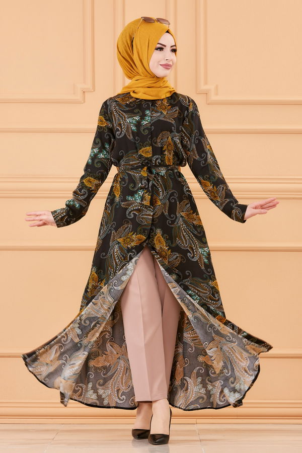 DESENLI ELBISE Siyah - 20153
