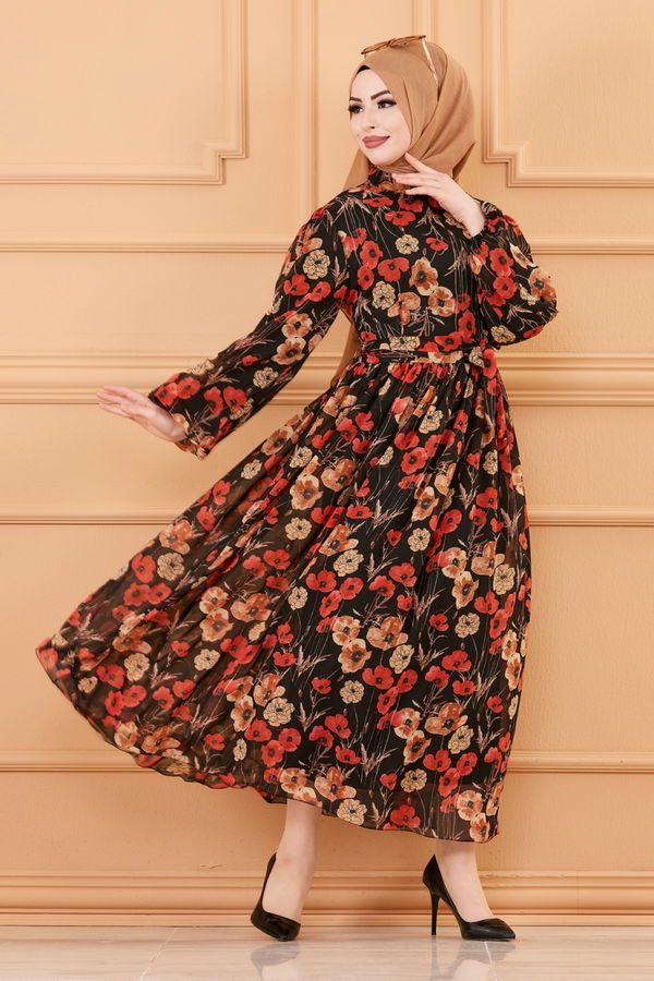 DESENLI ELBISE Siyah - 20159
