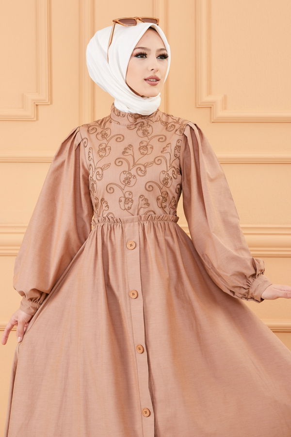 DESENLI ELBISE Taba - 20163