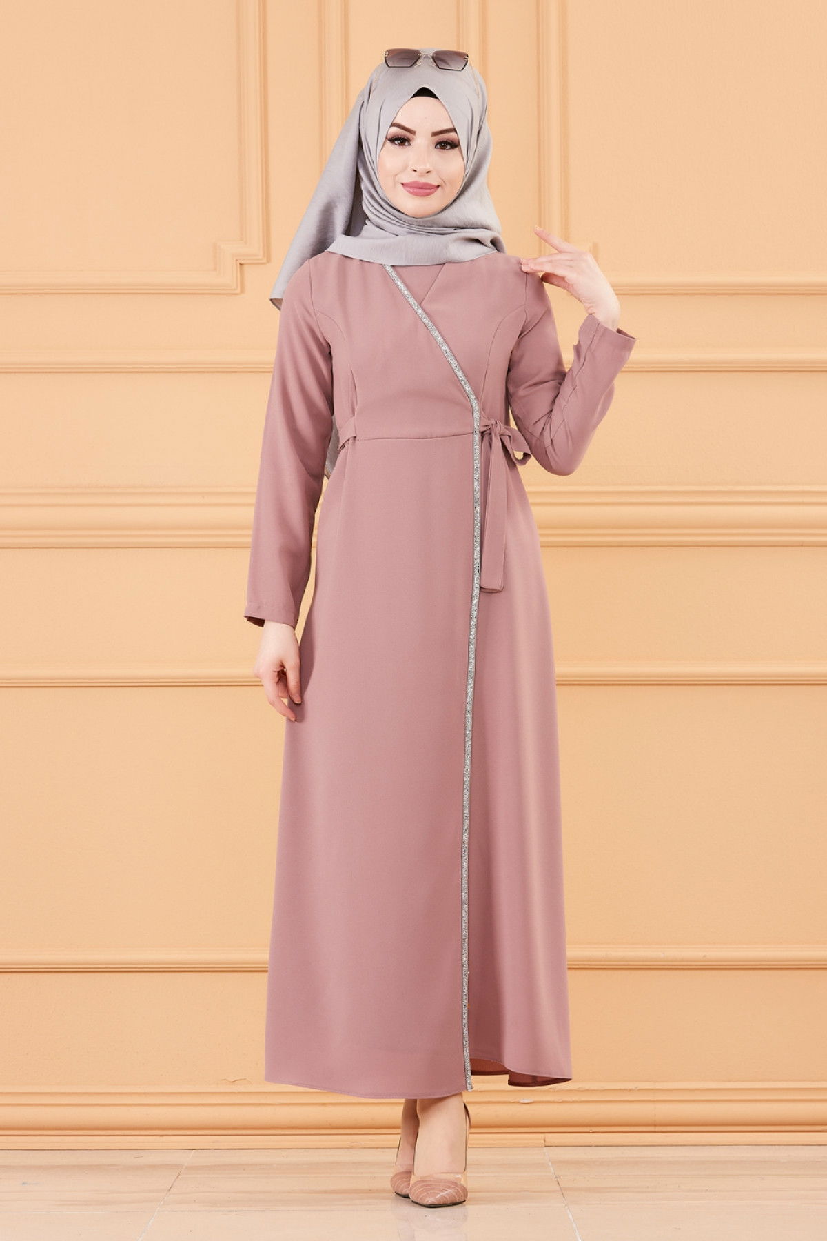 TAS DETAYLI ELBISE Pembe - 20175 PEMBE