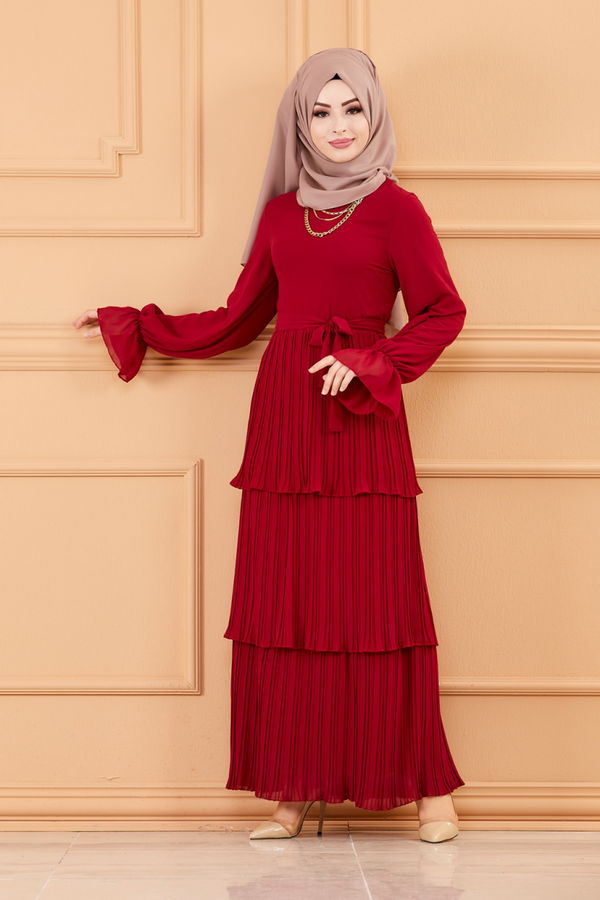 PILISELI ELBISE Bordo - 20269 BORDO