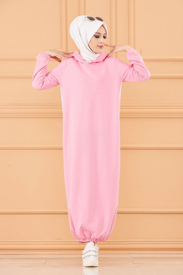 KAPSONLU ELBISE Pembe - 5257