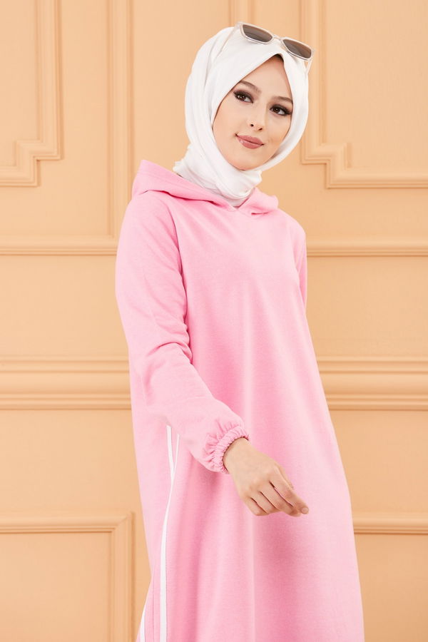 KAPSONLU ELBISE Pembe - 5257