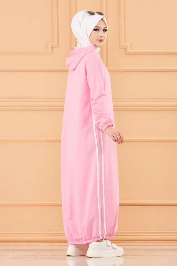 KAPSONLU ELBISE Pembe - 5257