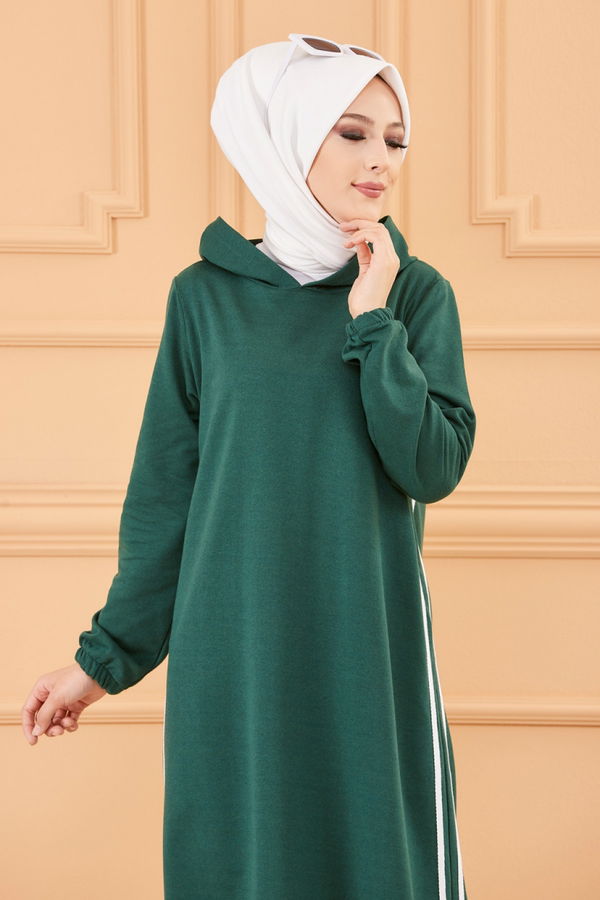 KAPSONLU ELBISE Yeşil - 5257