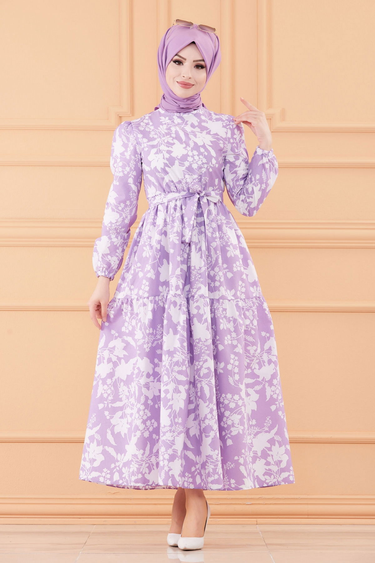 DESENLI ELBISE Lila - 20241