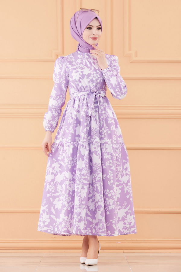DESENLI ELBISE Lila - 20241