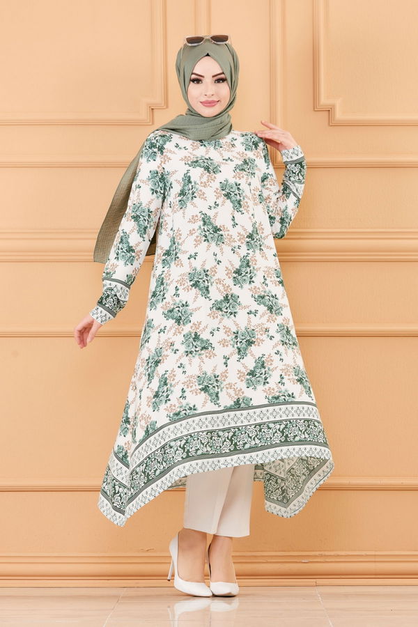 SULU DESENLI TUNIK Beyaz - 20598 BEYAZ