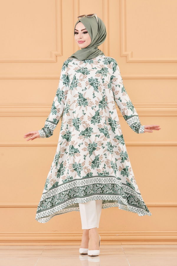 SULU DESENLI TUNIK Beyaz - 20598 BEYAZ