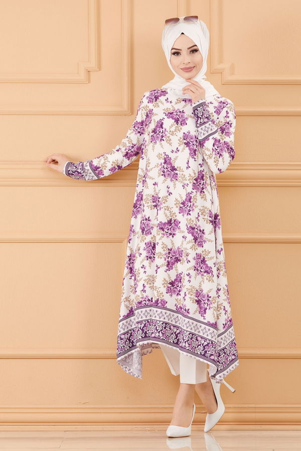 SULU DESENLI TUNIK Beyaz - 20598 BEYAZ