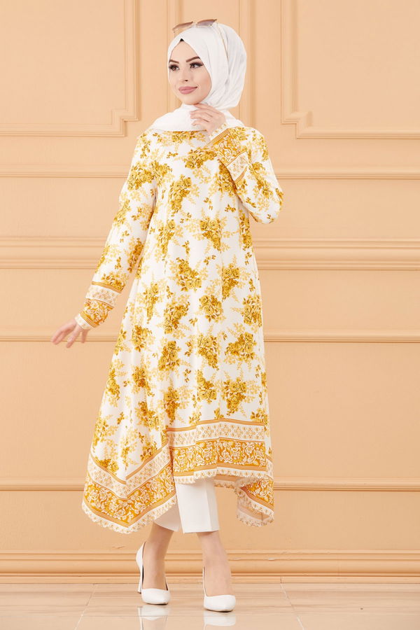 SULU DESENLI TUNIK Beyaz - 20598 BEYAZ