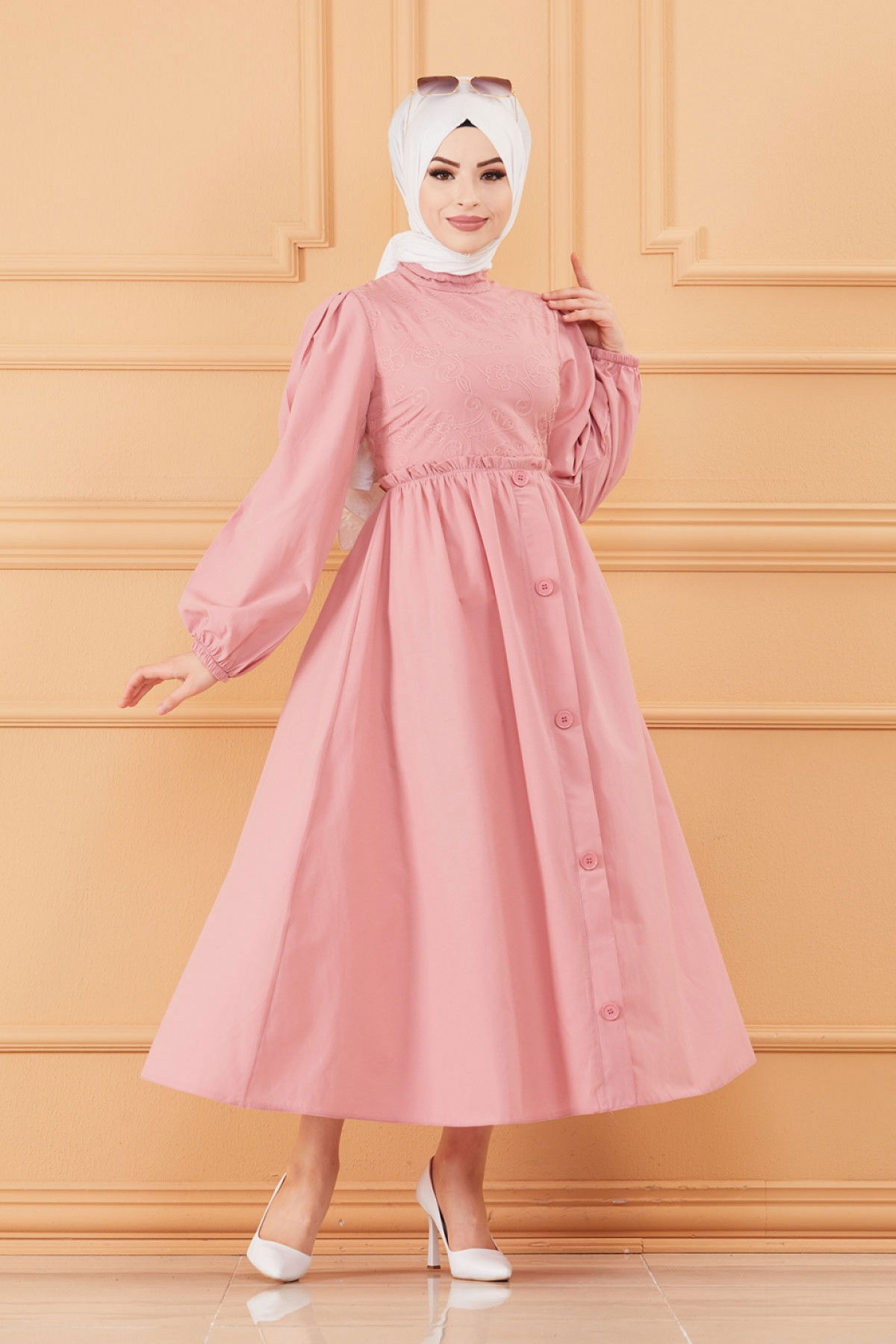 DESENLI ELBISE Pembe - 20163 PEMBE
