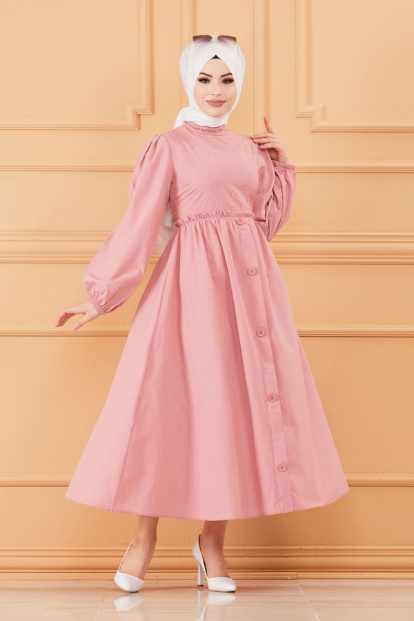 DESENLI ELBISE Pembe - 20163 PEMBE