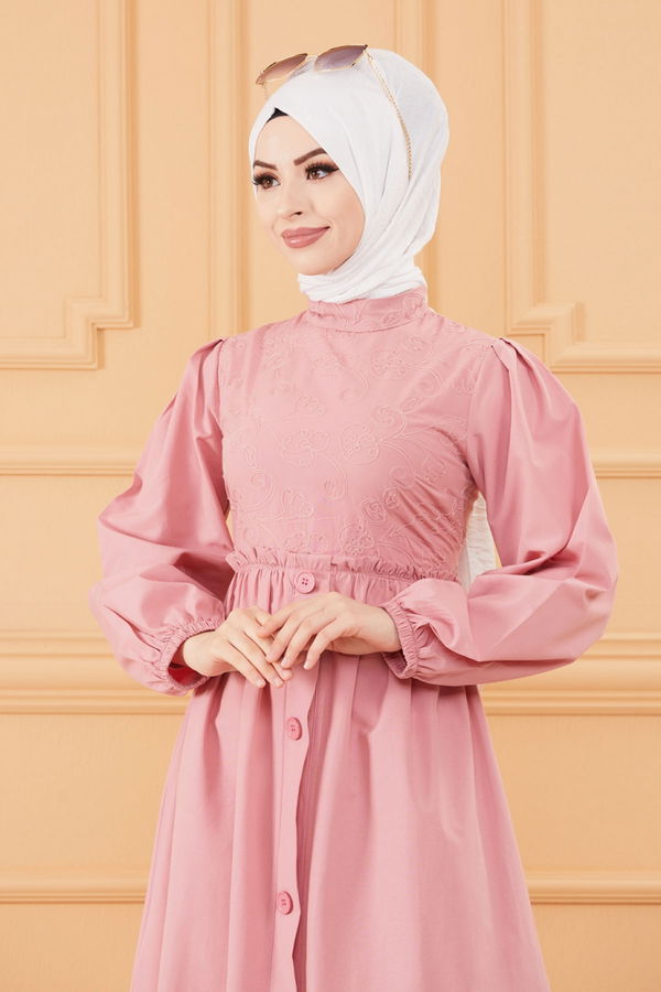 DESENLI ELBISE Pembe - 20163 PEMBE