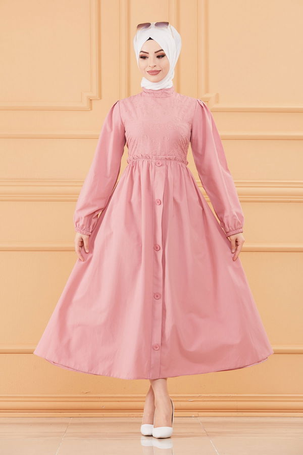 DESENLI ELBISE Pembe - 20163 PEMBE