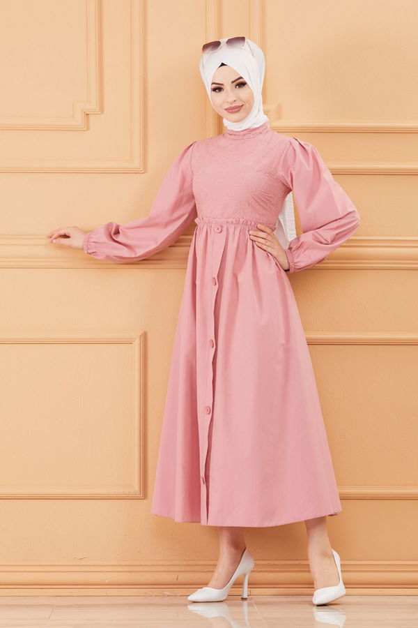 DESENLI ELBISE Pembe - 20163 PEMBE