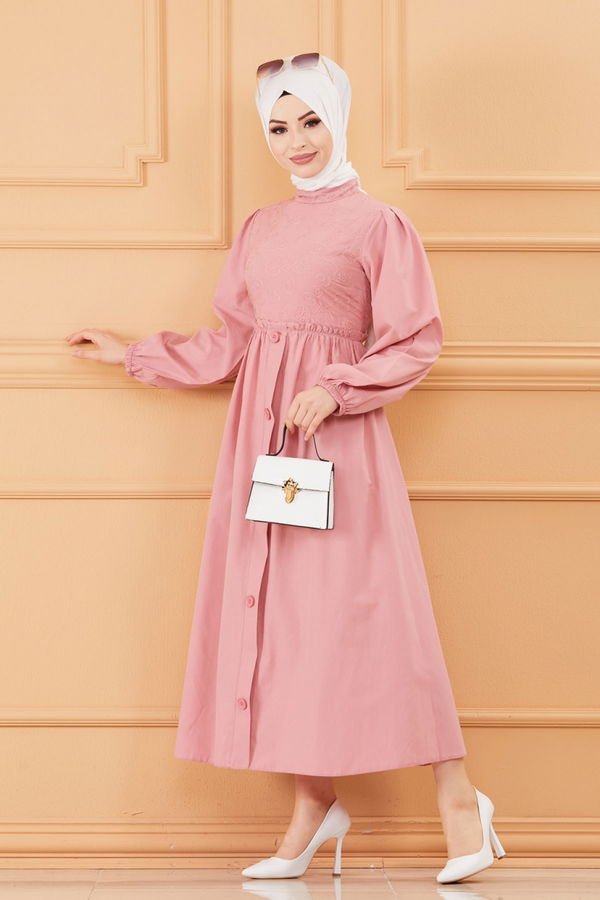 DESENLI ELBISE Pembe - 20163 PEMBE