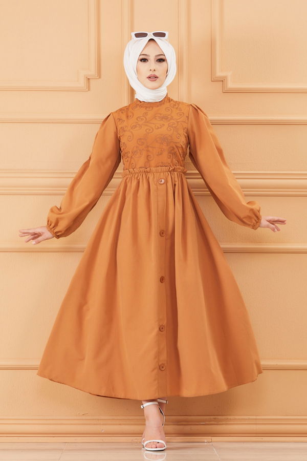 DESENLI ELBISE Taba - 20163 TABA