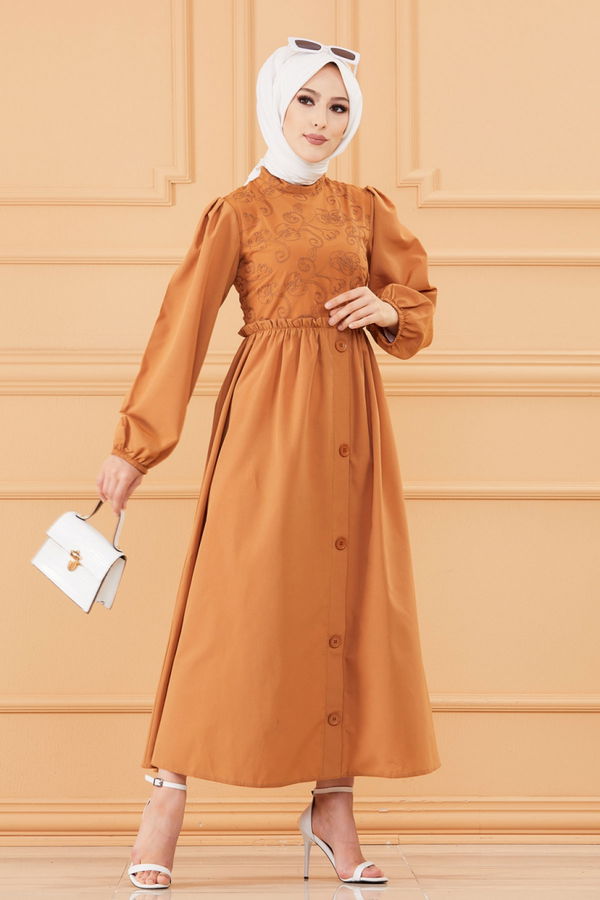 DESENLI ELBISE Taba - 20163 TABA