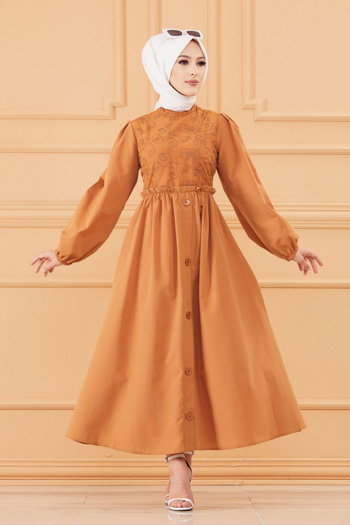 DESENLI ELBISE Taba - 20163 TABA