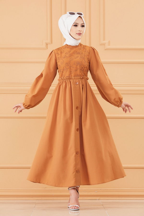 DESENLI ELBISE Taba - 20163 TABA