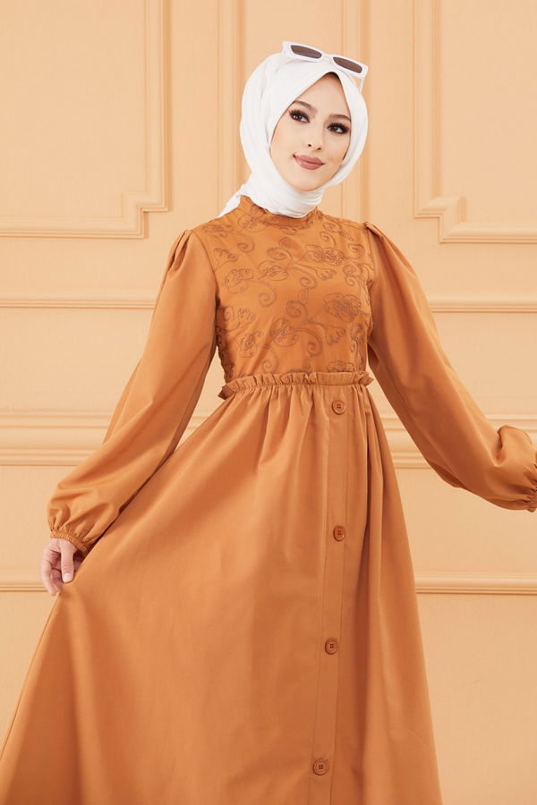 DESENLI ELBISE Taba - 20163 TABA