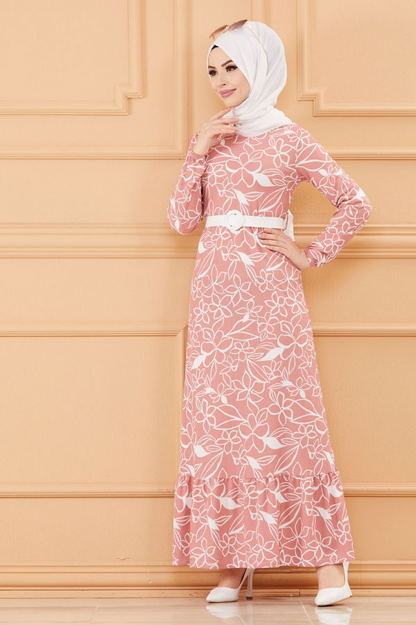 KEMERLI ELBISE Pembe - 20644