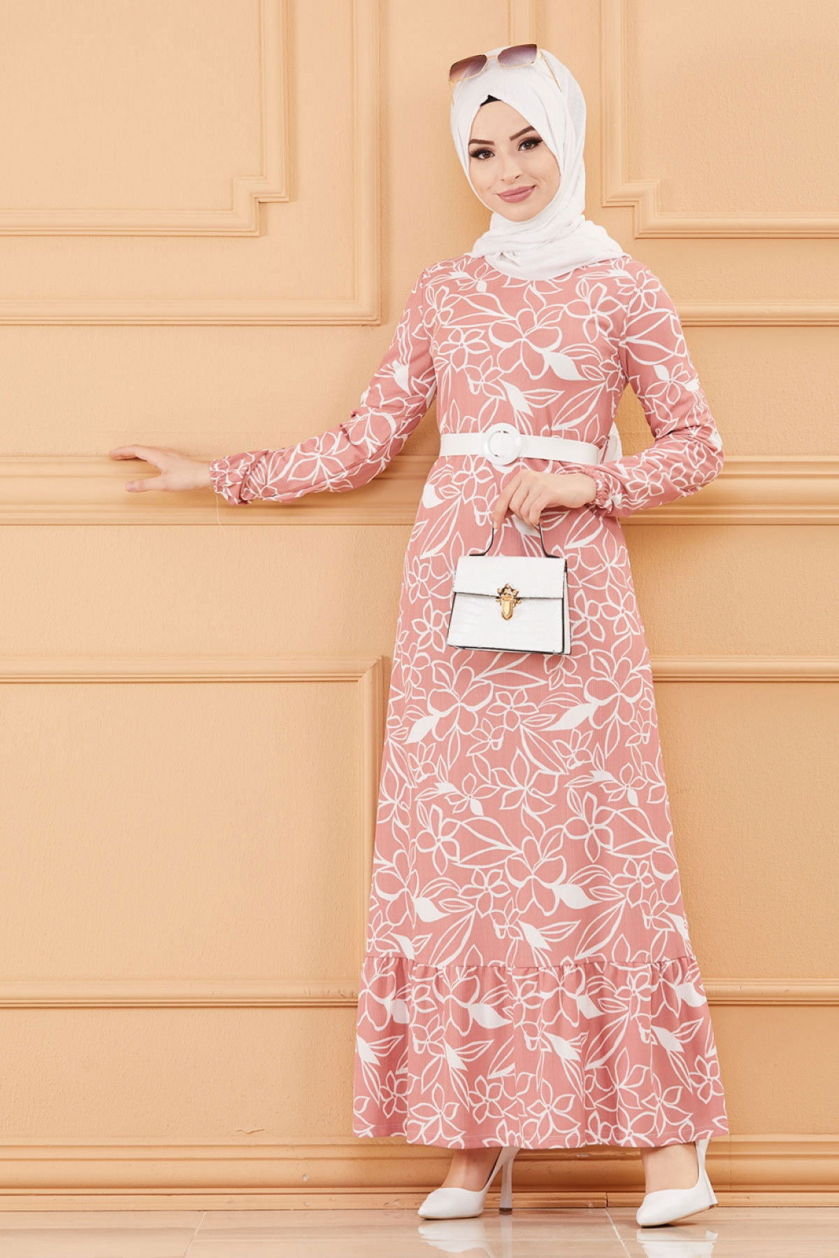 KEMERLI ELBISE Pembe - 20644