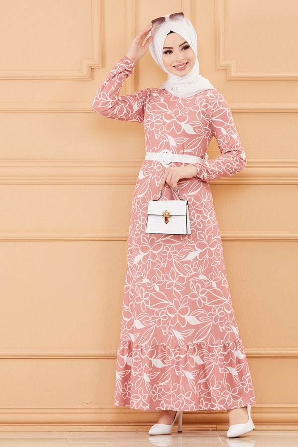 KEMERLI ELBISE Pembe - 20644